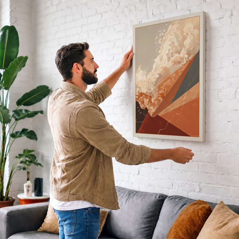 Angular Form Rising Modern - Wrapped Canvas, 24x16 - 61.0 x 40.6 cm, Cream Border