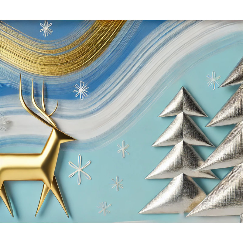 Art mural sur toile tendue Golden Deer, H 12 po x l 16 po x P 1 po