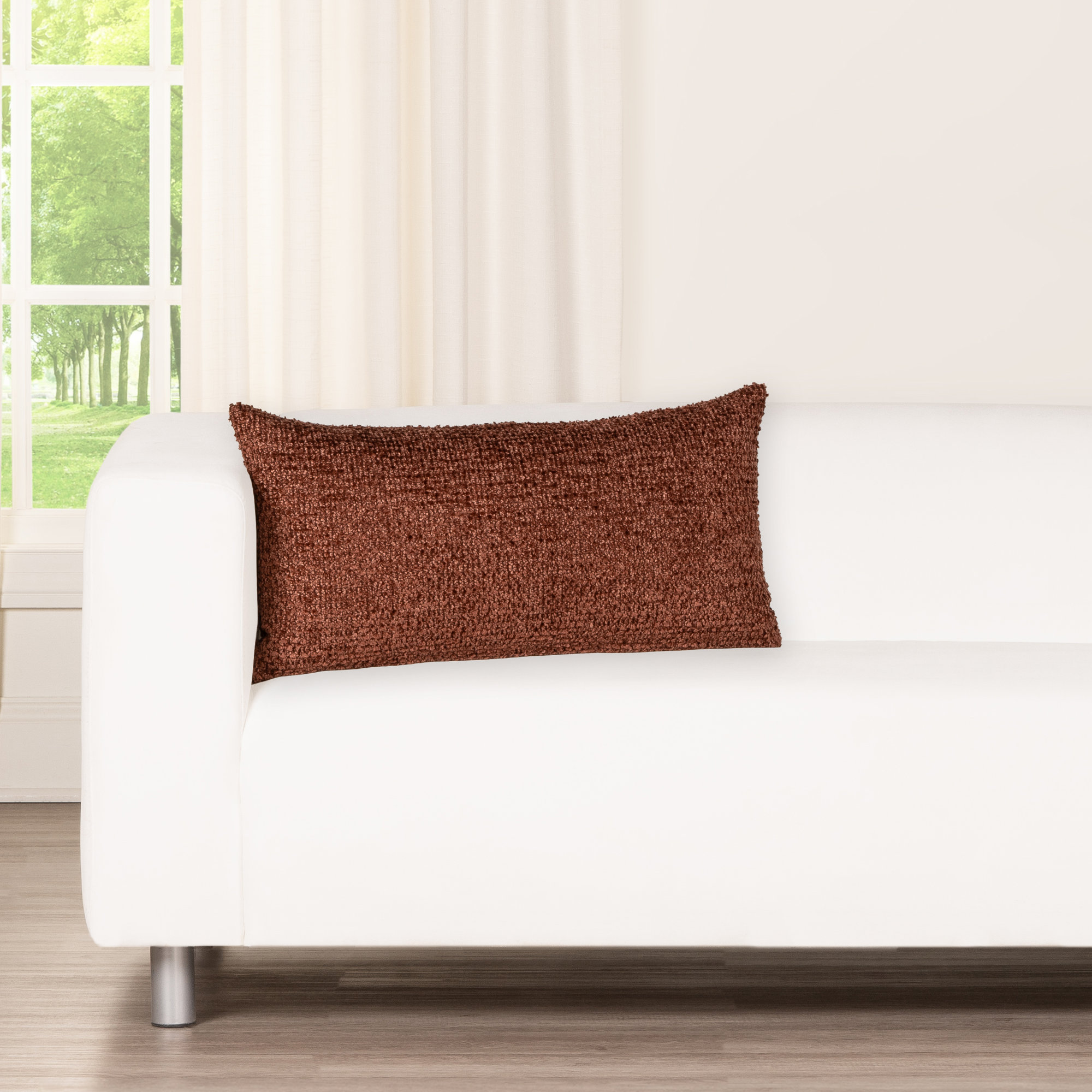 Cozy Chenille Disk Accent Pillow - Textured Sophistication and Comfort, Red, Rectangle 12"H x 21"W, Feather