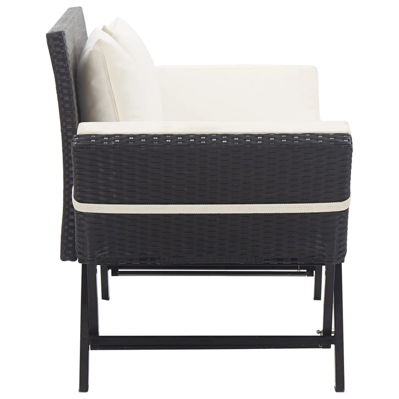 Banc de jardin en acier Eltje, Noir et blanc