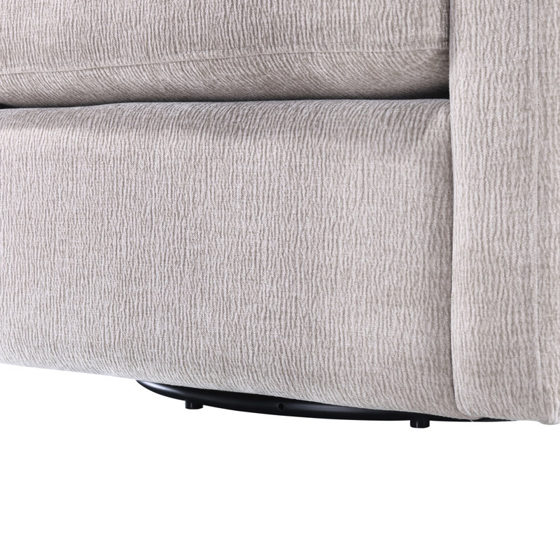 Chaise pivotante revêtue de tissu d'ameublement, capacité de 360 degrés, siège à ressorts ensachés, dossier et siège réversibles, couleur beige, dossier de siège de 31 po de profondeur, largeur principale de 31,5 po