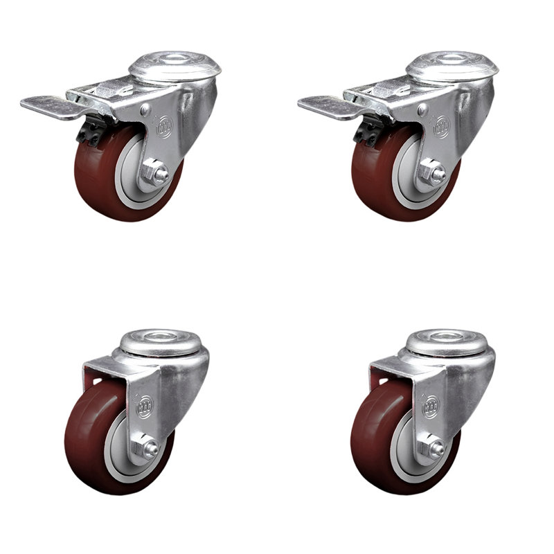 Ensemble de roulettes en polyuréthane SS, gris