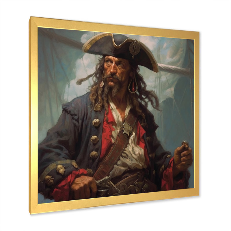 «Daring Pirate Portrait III», reproduction sur toile, H 30 po x l 30 po x P 1 po, Encadrement doré