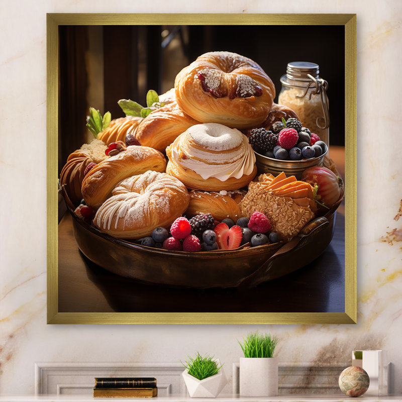 Sweet Pastries I sur toile, Cadre doré à une seule photo, H 30 po x l 30 po x P 1 po