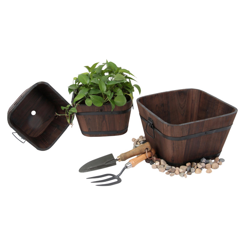 Ensemble de pots à fleurs en baril 3 pièces