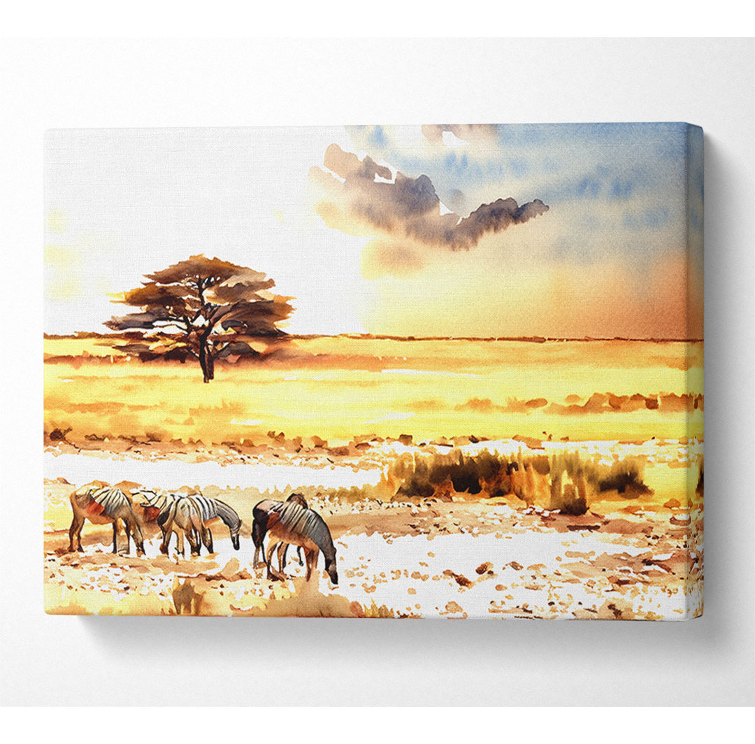 Herde Zebras - Kunstdrucke auf Leinwand - Wrapped Canvas