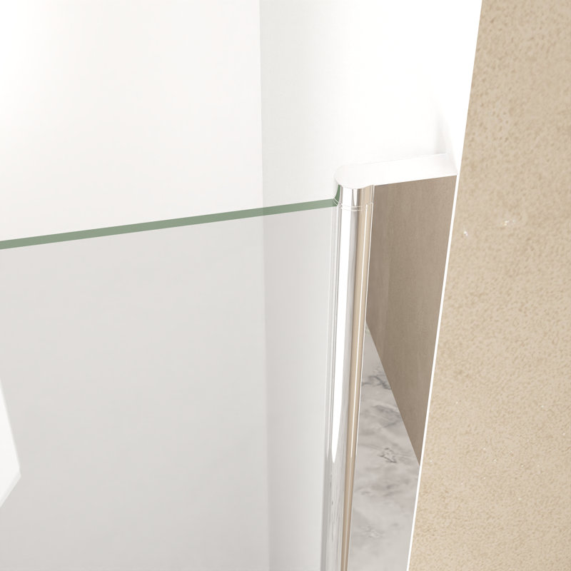Porte de douche pivotante 36 po x 72 po, cadre en aluminium, demi-cadre, film en verre trempé antidéflagrant de 1/4 po (6 mm)