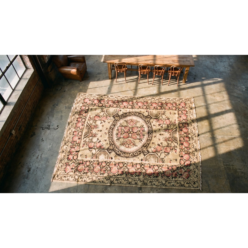 Rare Mid 19th Century Flat Woven Antique Floral Medallion Bessarabian Kilim Rug