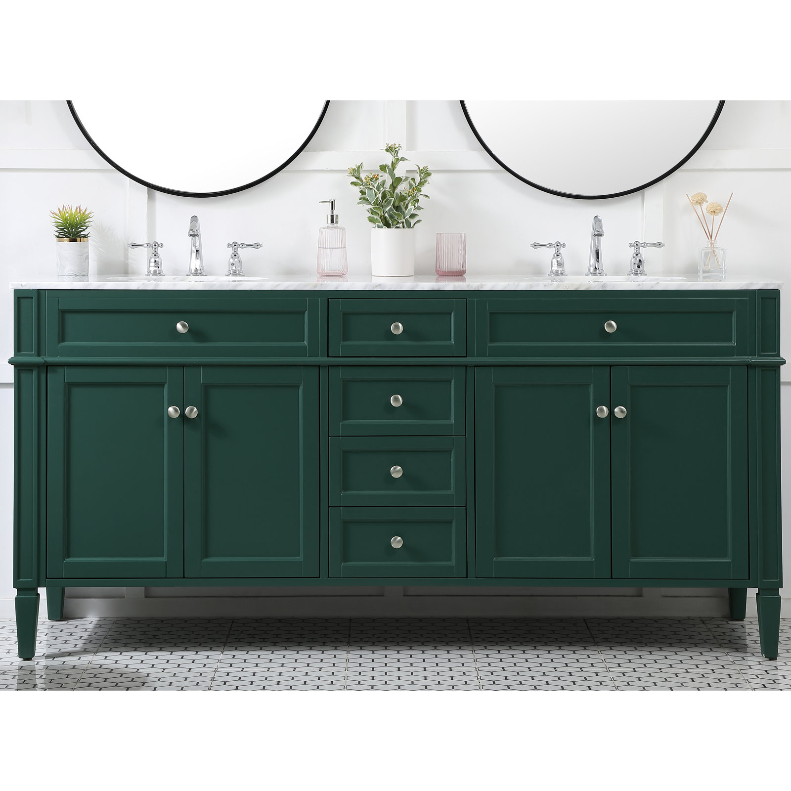 Rivers 72'' Double Bathroom Vanity, Green