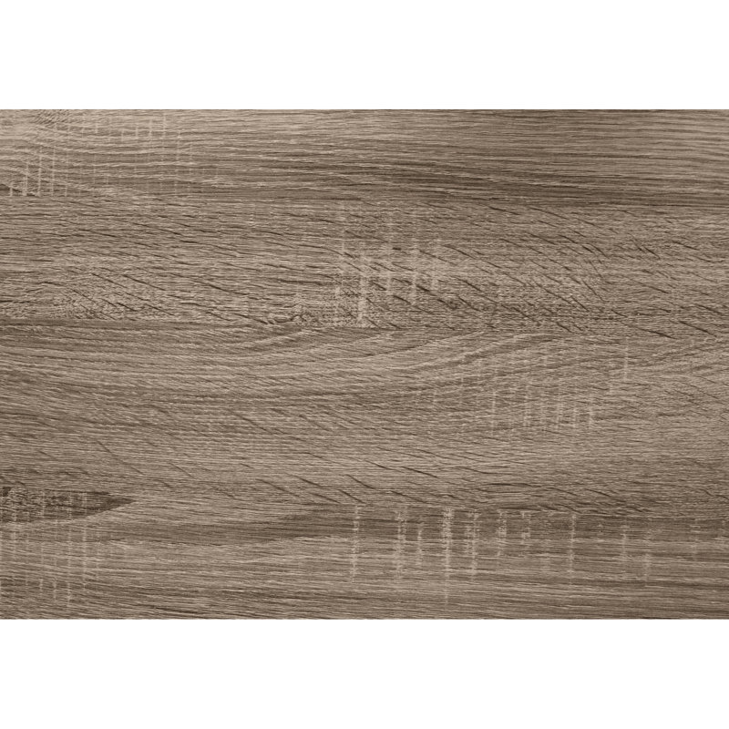Console d'entrée moderne et étroite avec revêtement stratifié taupe, offrant un grand espace de rangement pour la décoration. Style contemporain et finition chaleureuse.