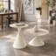 Ensemble de 2 tables basses rondes, plateau de table en travertin avec base en acier, table basse multifonctionnelle (blanc)-731501659