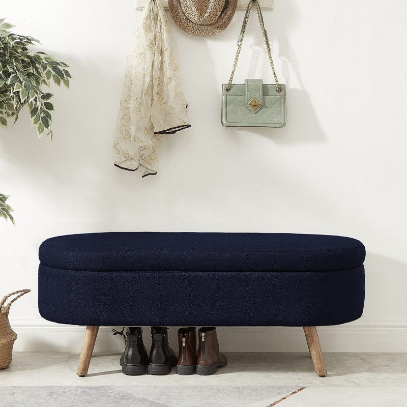 Banc de rangement avec repose-pieds ovale Luxury, Marine