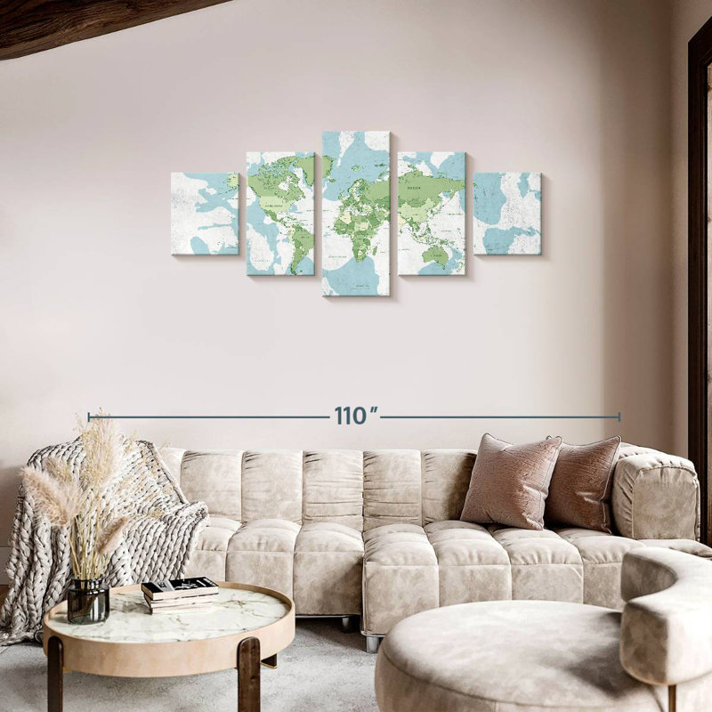 Educational World Map I, 34" H x 74" W