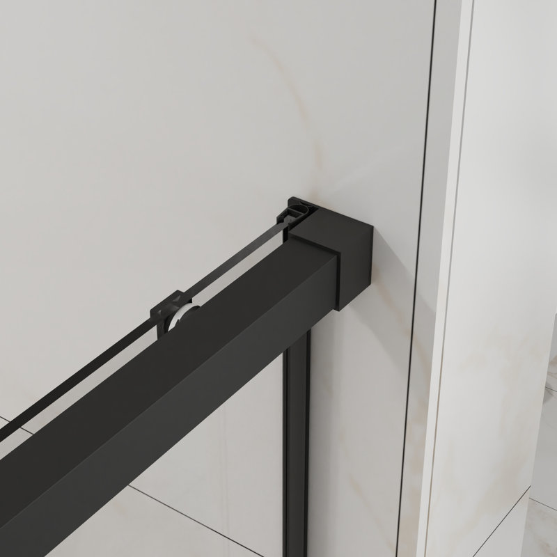 72" H Sliding Shower Door, 6mm Tempered Glass, Matte Black Semi - Style, Easy To Install In Bathroom 60" W X Glass With Clean Coating, Stainless Steel Hardware, Waterproof Splash Proof Technology