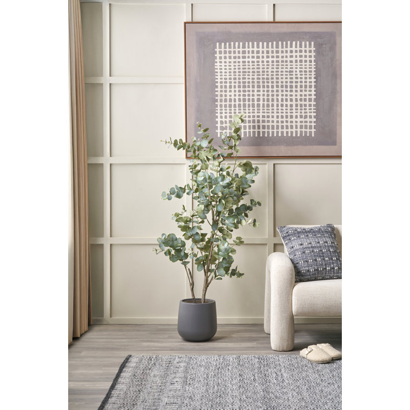 130cm Faux Eucalyptus Tree in Fibrestone Pot, 160 cm x 70 cm