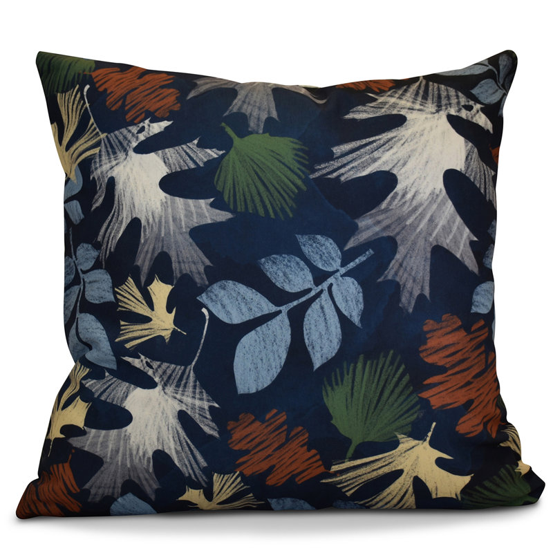 Flipping For Fall Floral Reversible Throw Pillow, Navy Blue, 18" H x 18" W x 7" D