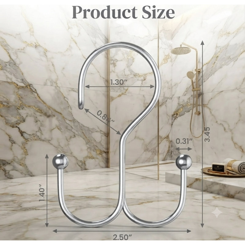 Crochets de rideau de douche Jamarl, Nickel