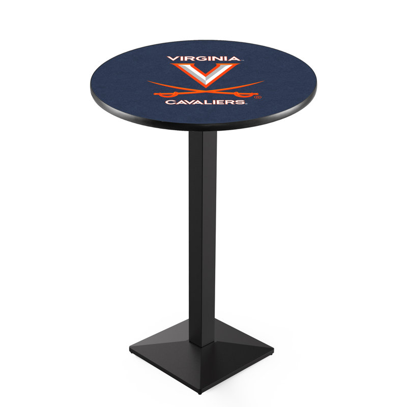Round Metal Base Dining Table, Black Wrinkle, University of Virginia