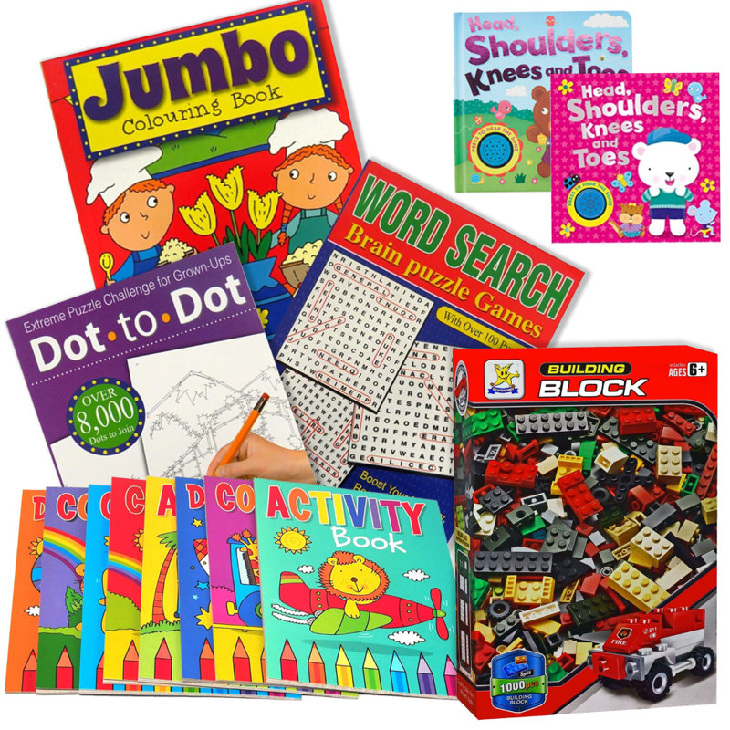 Whimsical World: Puzzles, Coloring, and Nursery Rhymes Books Bundle with 1000 Piece Blocks