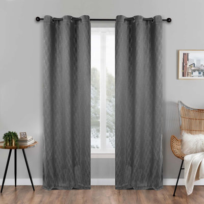 Vedder Modern Textured Waves Polyester Room Darkening Room Darkening  Curtain Pair