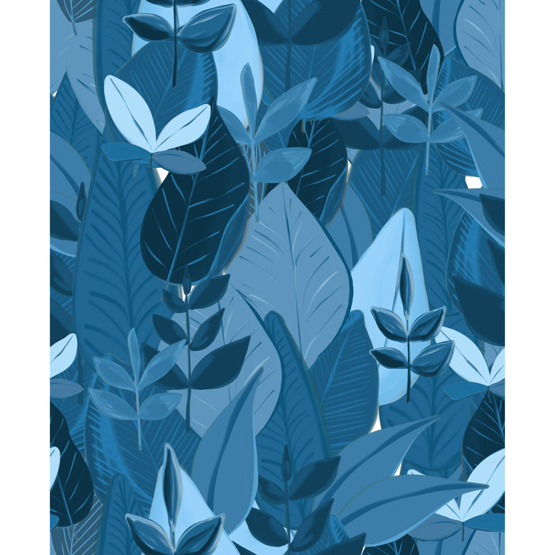 Paris Jungle Leaves, Bleu ton sur ton