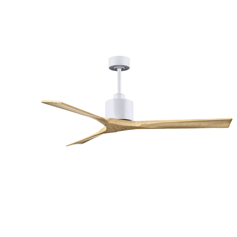 Nan Ceiling Fan In Textured Blades, Matte White, Light Maple Tone, 52"