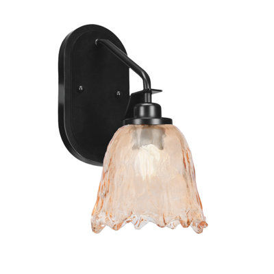 Alirra Wall Sconce, Matte Black Finish, 7" Amber Lava Glass