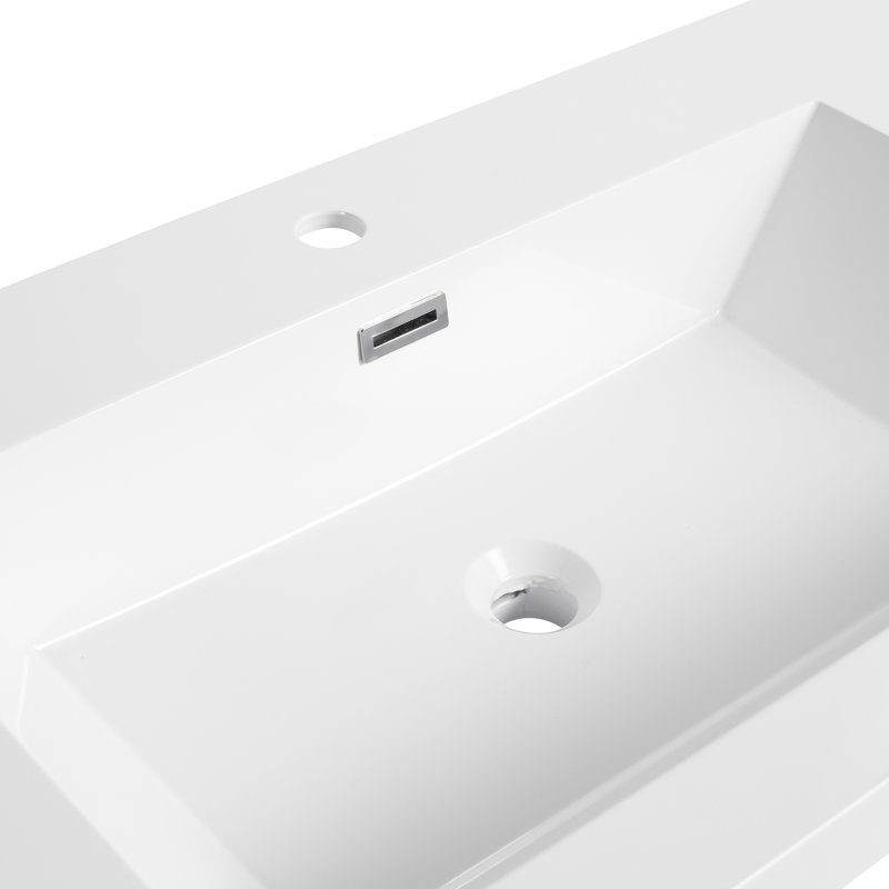 Gloss White 48" Bathroom Resin Sink, 46.29 In. Deep, 7.39 High, 20.12 Wide, Robust & Classy Sink In White, Width, Height, Depth, Fashion-forward