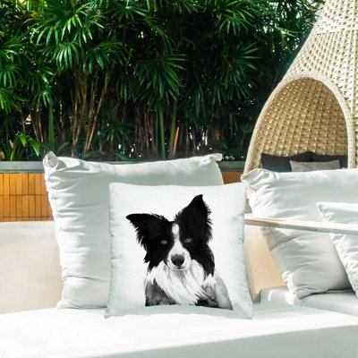 Coussin d'extérieur «Bold Black Border Collie» par Grace Popp