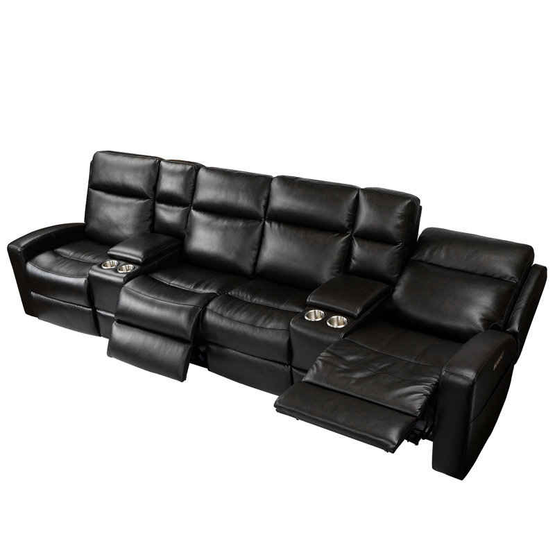 Canapé inclinable en cuir véritable 134,59 po Jerrita