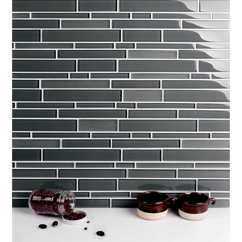 Premium Glass Mosaic Tile, Dark Gray