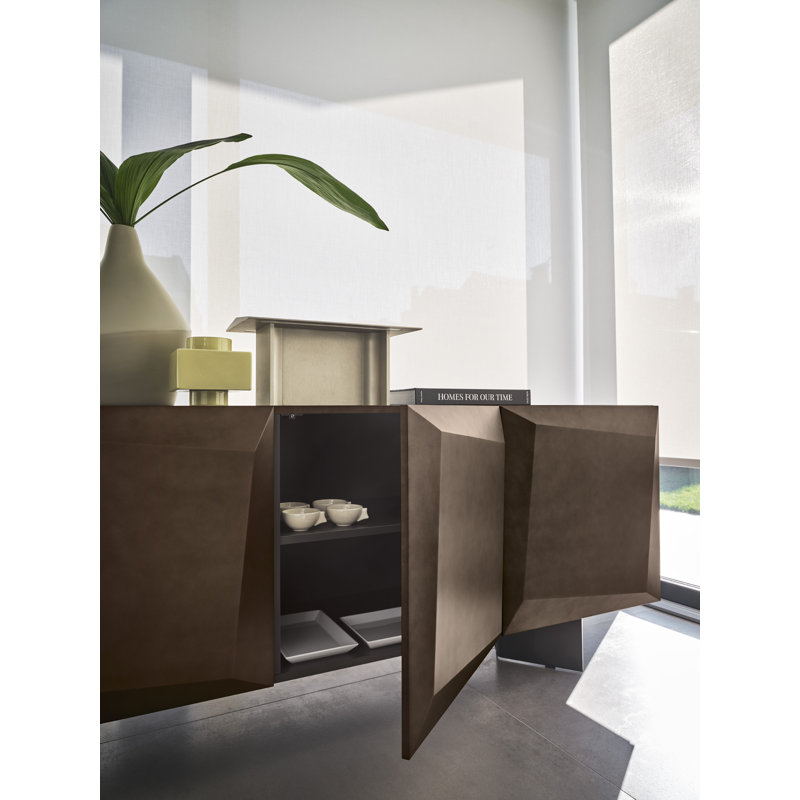Alterego Sideboards Buffets, 31.13"H x 95"W x 19.75"D, Matt Bronze Brushed/Matt Bronze