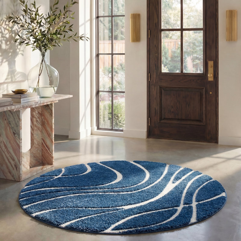 Umaiza Shag Performance Abstract Rug, Round 6'7"