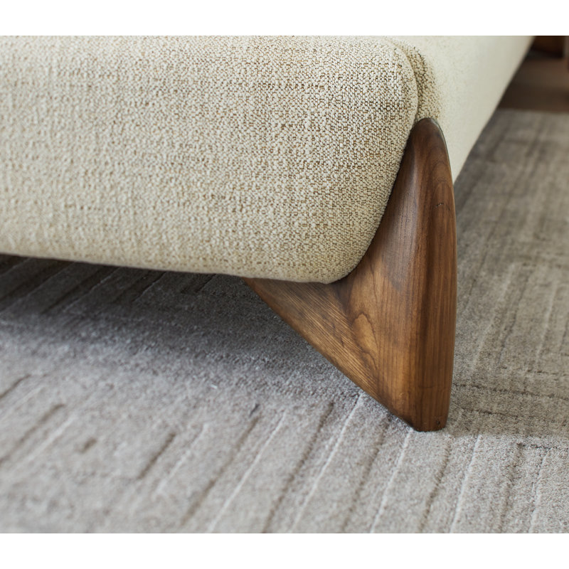 Crosby Polyester Upholstered with Solid Oak Taupe Queen Bed, Queen