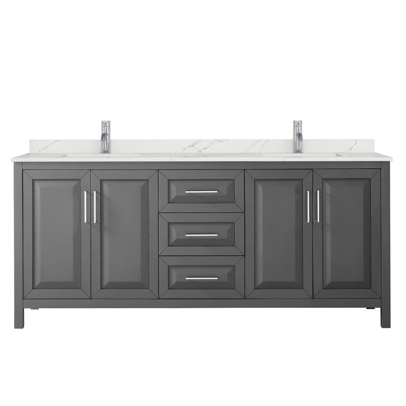 Daria 80'' W Vanity, Gray, Polished Chrome, Giotto Quartz