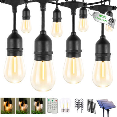 Arlmont & Co. Pro 15-Light 48 ft. Outdoor Plug-In Hanging LED 1-Watt S14  2700K Soft White Bulb String Lights & Reviews