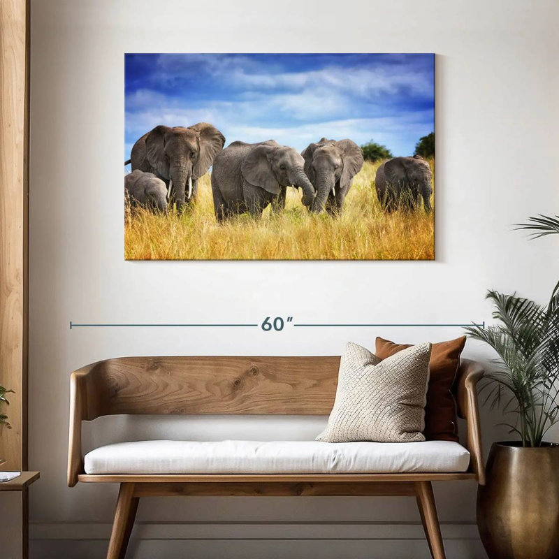 Grassland Elephants, 30" H x 45" W