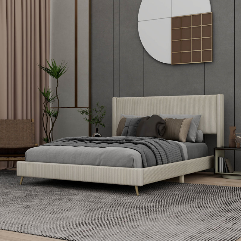 Lit de rangement rembourré Marietherese, Beige