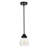 1-Light Matte Black Pendant with Seeded Glass Shade-607830776