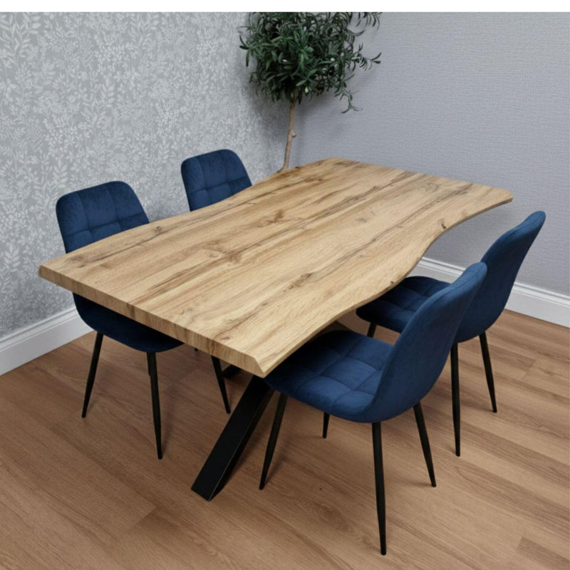 4 - Person Dining Set, 75cm H x 117cm W x 77cm D, Blue