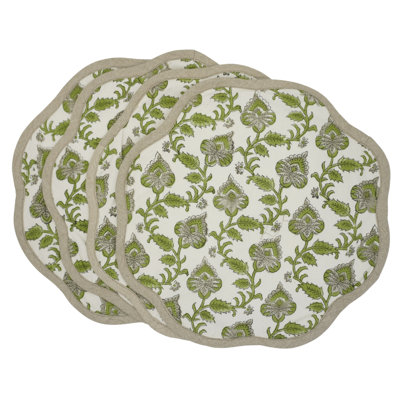 Fabdivine 15"Sophisticated Scalloped Dining Mats - Madhubala