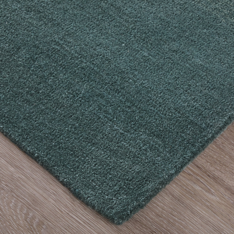 Katya Hand Knotted Wool Geometric Area Rug in Green/Beige, Rectangle 4' x 6'