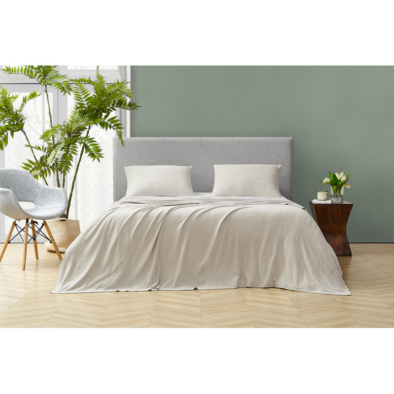 Cotton Blend Sheet Set, Dark Gray, Twin Sheet Set + Fitted Sheet + 1 Pillowcase