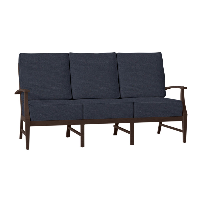 Canapé d'extérieur en fonte Croquet, No Welt + Standard Fill, Lin marine, Acajou