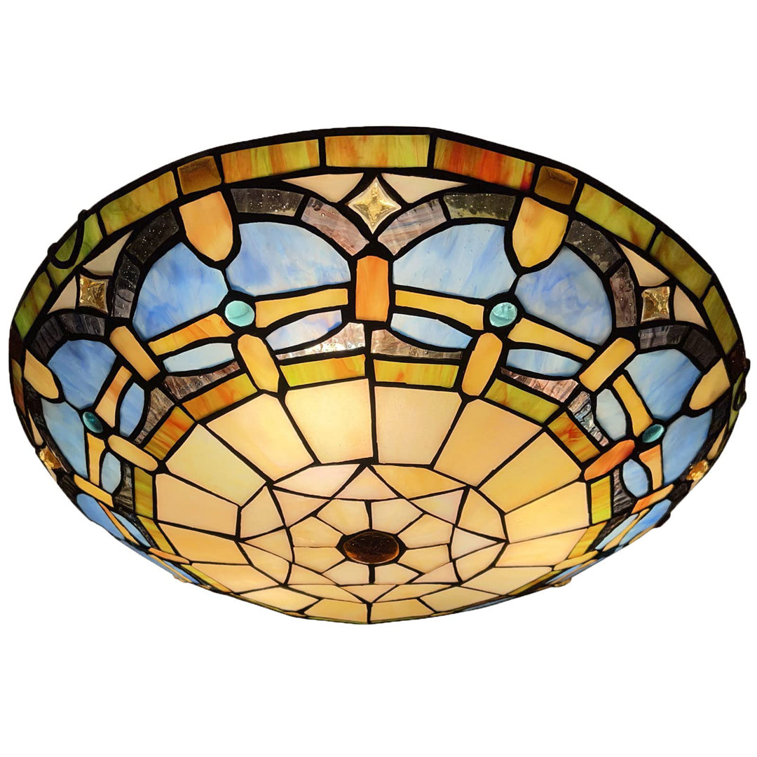 Wigston 3-Light 16" Tiffany flush mount ceiling light Bloomsbury Market Shade
