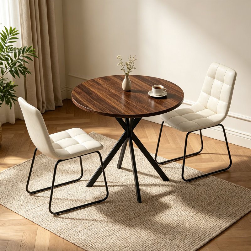 Ensemble de table de salle à manger 31,6 po, 3 petites tables de cuisine et chaises pour 2 personnes, peu encombrantes, Beige