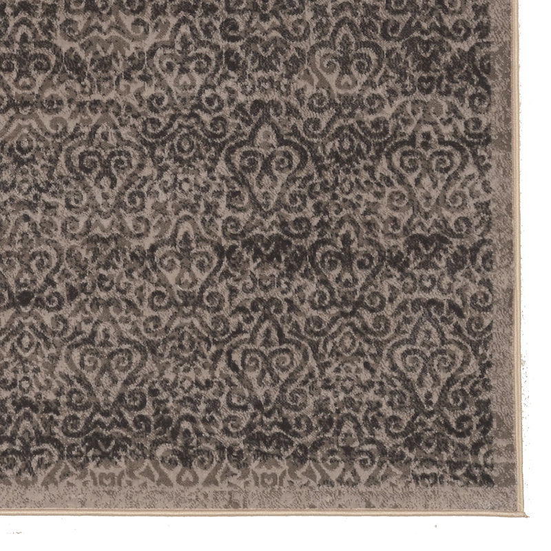 Tapis à poils longs doux beige et gris à motif de mélange de coutures traditionnelles Claiborne