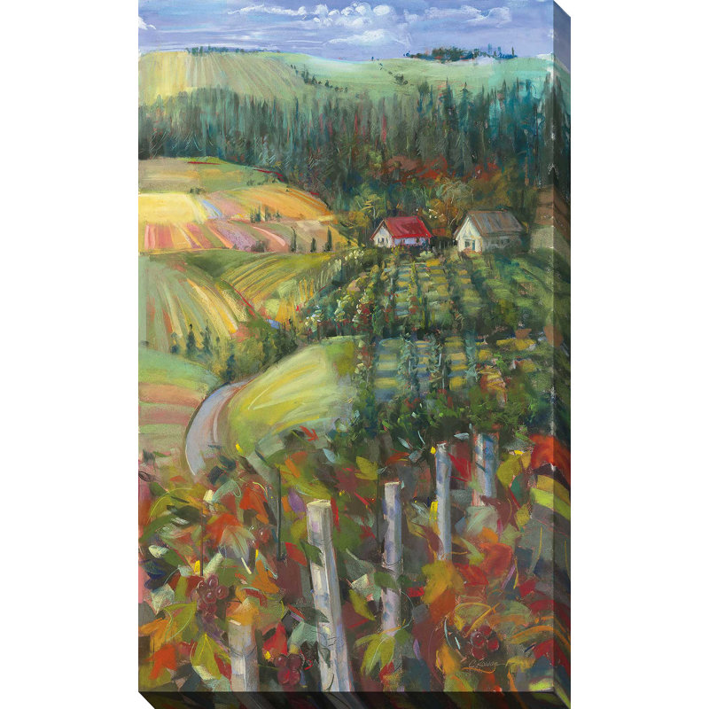 «Quiet Farm Field» par Carol Rowan - Peinture, H 30 po x l 18 po x P 1 po, Toile tendue