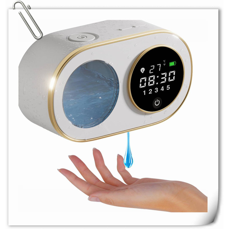 Automatic Soap Dispenser Touchless HD LED Time Display Foaming Soap Dispenser Wall Mount Rechargeable Auto Smart Hand Soap Dispenser For Bathroom Kitchen