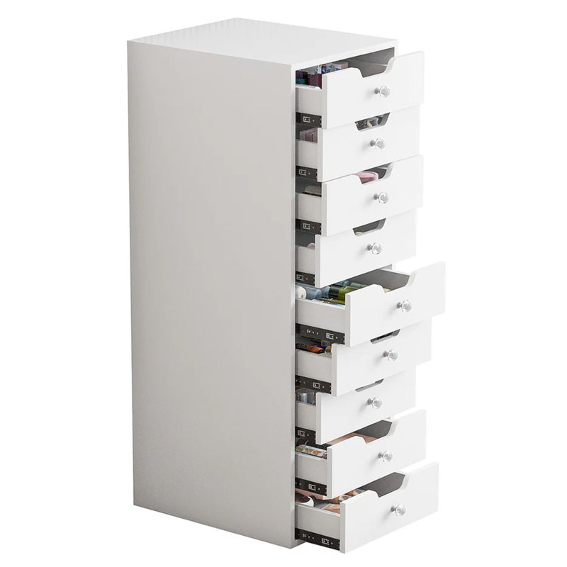Commode 9 tiroirs Nuaymah, Blanc